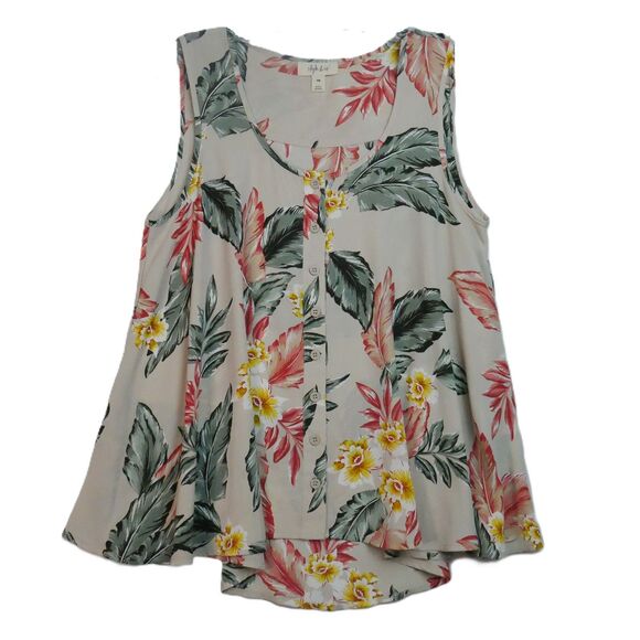 Style & Co. Womens  Size PM Floral Printed Sleeveless High-Low Swing Top - Picture 1 of 10